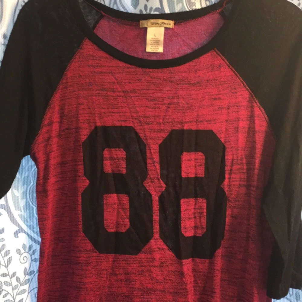 Raglan tee pink black L